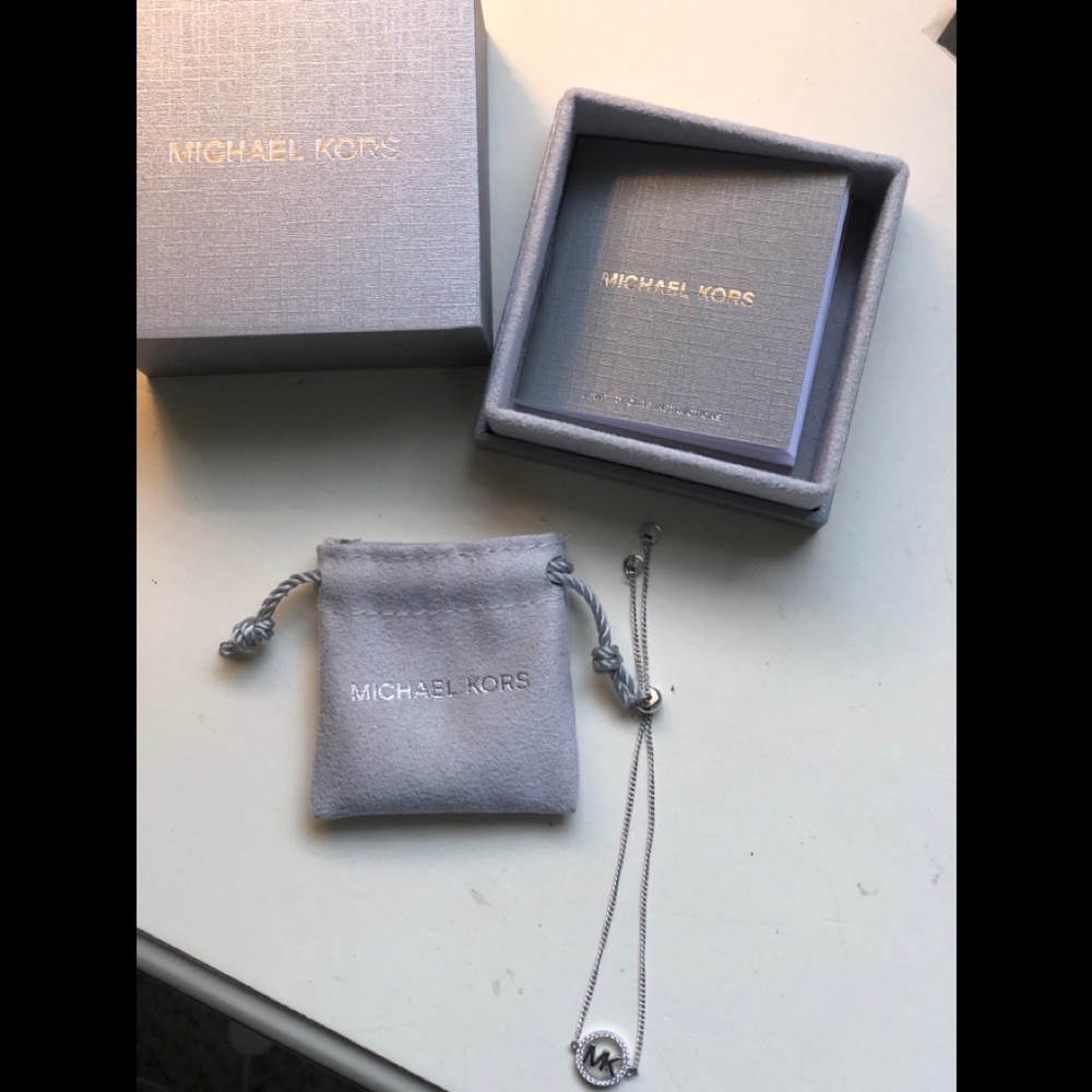 MK logo sterling silver adjustable bracelet